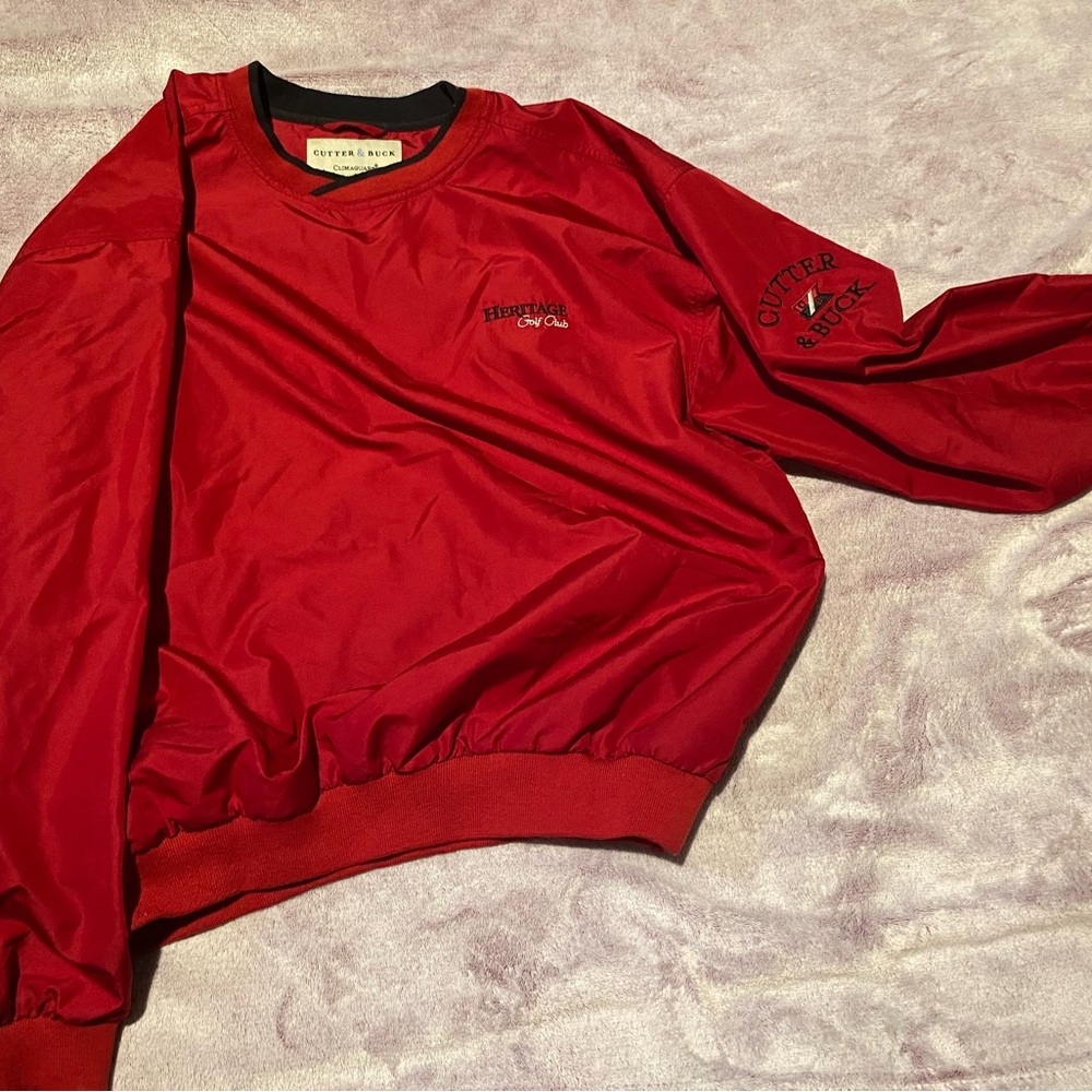 Cutter & Buck Red Crewneck Sweater Vibrant Cotton Blend